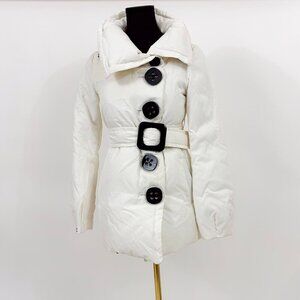 SOIA & KYO VINTAGE STYLE PUFFER WHITE COLOR TRENCH WITH WAIST STRAP COAT JACKET